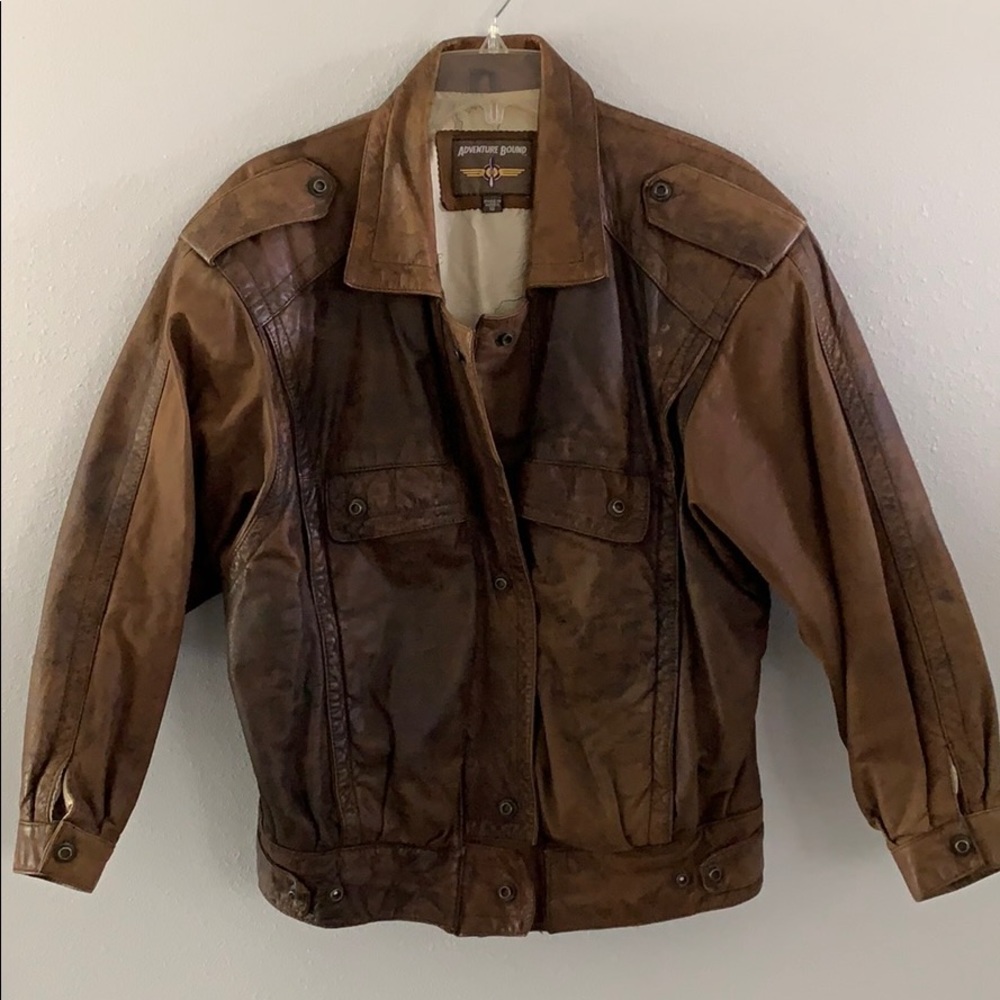 Vintage Adventure Bound Brown Leather Jacket